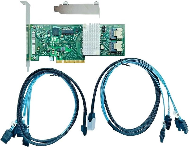 LAMPAN بطاقة SAS HBA متوافقة مع LSI 9211-8i وضع IT بطاقة توسيع PCIe SATA، 8 منافذ 6Gbps PCIe 2.0، دعم موسع SAS، وحدة تحكم HBA مع 2X كابلات SFF-8087 إلى 4X SATA لـ ZFS TrueNAS unRAID NAS - Image 2